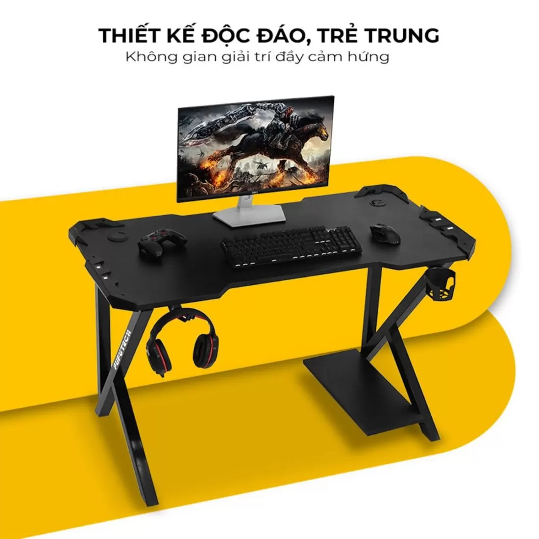 Bàn gaming Fufutech K2 Đen LED thiết kế độc đáo, trẻ trung