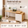 Bàn Làm Việc Có Hộc Tủ Chân Gỗ HH000597 | 1m2, 1m4, 1m6