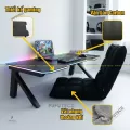 Combo Bàn Ghế Bệt Gaming Vân Carbon Chữ K V1 Tích Hợp Led RGB Fufutech
