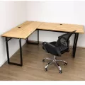 Bàn Làm Việc Fufutech Chữ L Gỗ Cao Su Tự Nhiên