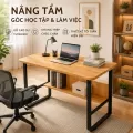 Bàn Gỗ Cao Su Kèm Kệ Gầm U Campus Bo Tròn 4 Góc Fufutech