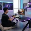 Combo Bàn Ghế Bệt Gaming Vân Carbon Chữ K V1 Tích Hợp Led RGB Fufutech