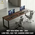 Bàn Làm Việc, Bàn Học, Bàn Gaming 2 Chỗ Ngồi FUFUTECH U PLUS Chân Đen Mặt Nâu Dày 34mm