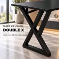 Bàn Làm Việc Chân Double X Mặt Simple Đen Fufutech