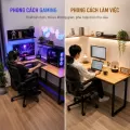 Bàn Làm Việc Fufutech Chữ L Gỗ Cao Su Tự Nhiên