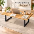 Bàn Bệt Làm Việc Gỗ Cao Su Tự Nhiên Chữ U Fufutech