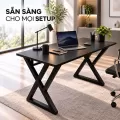 Bàn Làm Việc Chân Double X Mặt Simple Đen Fufutech