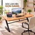 Bàn Làm Việc Gỗ Cao Su Tự Nhiên Fufutech Chân Chữ Z Rộng 80cm