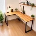 Bàn Làm Việc Fufutech Chữ L Gỗ Cao Su Tự Nhiên