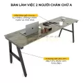 Bàn làm việc 2 người Fufutech Gỗ cao su siêu bền, phong cách Minimalist Chân Chữ A