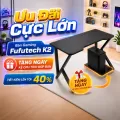 Bàn Gaming K2 có tích hợp lỗ đi dây, kệ CPU chân đen mặt trắng