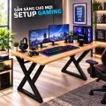 Bàn Gỗ Cao Su Chân Double X 80cm Fufutech – Kệ CPU 2 Chiều