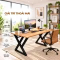 Bàn Gỗ Cao Su Chân Double X 80cm Fufutech – Kệ CPU 2 Chiều
