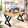 Bàn Gỗ Cao Su Chân Double X 80cm Fufutech – Kệ CPU 2 Chiều