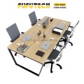 Bàn làm việc 4 người có vách ngăn Fufutech phong cách Minimalist Chân hình thang