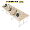 Bàn làm việc 6 người Fufutech Gỗ cao su siêu bền, phong cách Minimalist Chân chữ M