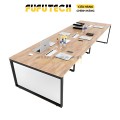 Bàn làm việc 6 người Fufutech Gỗ cao su siêu bền, phong cách Minimalist Chân chữ U