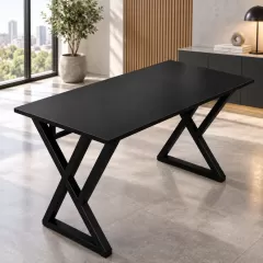 Bàn Làm Việc Chân Double X Mặt Simple Đen Fufutech