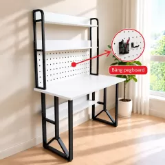 Bàn Làm Việc Fusmart Liền Giá Sách Space-Y Plus Kết Hợp Bảng Treo Pegboard 