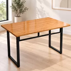Bàn Làm Việc Gỗ Cao Su Chân U 80cm Fufutech - Không Bo Góc