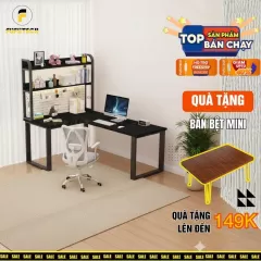 Bàn Làm Việc, Gaming Góc Chữ L Kết Hợp Bảng Pegboard Kèm Kệ Sách Fufutech