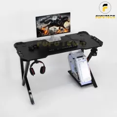 Bàn Gaming K2 mặt led RGB Tích Hợp Lỗ Đi Dây Chân Đen Mặt Đen