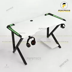 Bàn Gaming K2 Fufutech tích hợp lỗ đi dây, kệ CPU khung đen mặt trắng