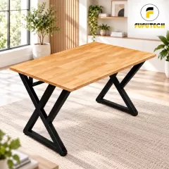 Bàn Gỗ Cao Su Chân Double X 80cm Fufutech - Kệ CPU 2 Chiều