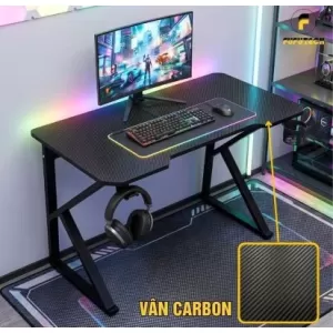 Bàn Gaming, làm Việc KBON Mặt Gỗ Vân Carbon Fufute...