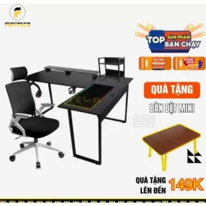 Combo Bàn chữ L, Ghế H-Olex 2 và Full phụ kiện