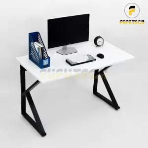 Bàn làm việc chữ K Chân đen Mặt trắng 