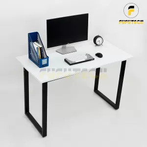 Bàn làm việc chữ U Chân đen Mặt trắng