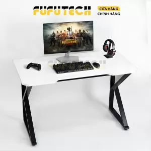 Bàn Gaming chữ K Chân đen Mặt trắng