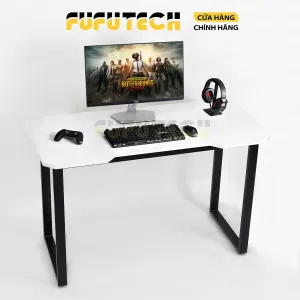 Bàn Gaming chữ U Chân đen Mặt trắng