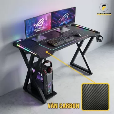 Bàn Gaming, làm Việc DOBON Mặt Gỗ Vân carbon Fufutech