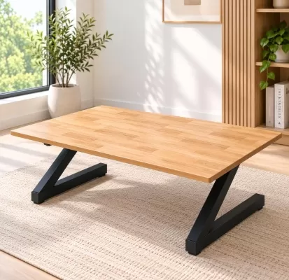 Bàn Bệt Làm Việc Gỗ Cao Su Tự Nhiên Chữ Z Fufutech