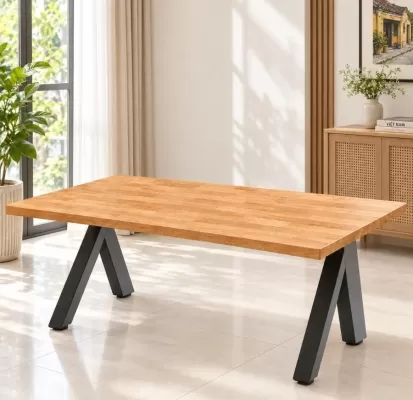 Bàn Bệt Làm Việc Gỗ Cao Su Tự Nhiên Chữ K Fufutech
