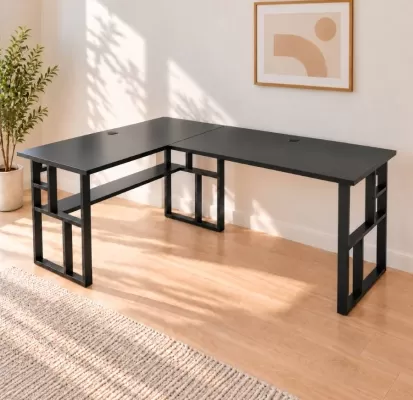 Bàn Góc Chữ L L04 Fufutech, Bàn Làm Việc Có Kệ Tận Dụng Góc