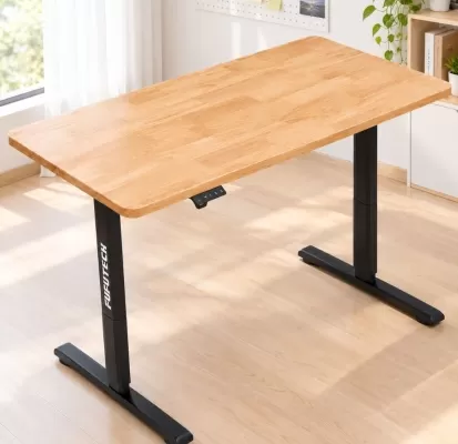 Bàn Làm Việc Nâng Hạ Chiều Cao Gỗ Cao Su Tự Nhiên Fufutech