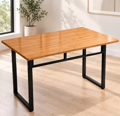 Bàn Làm Việc Gỗ Cao Su Chân U 80cm Fufutech - Không Bo Góc