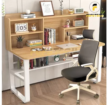 Bàn Học, Bàn Làm Việc STU03 Fufutech Có Kệ Sách 2 Tầng Và Kệ Dưới