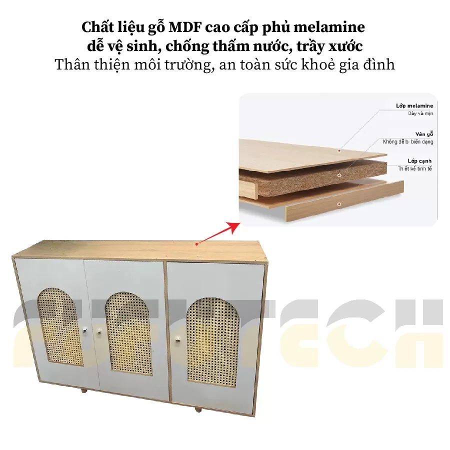Tủ để đồ, tủ đa năng LUMI3 được làm từ gỗ nhập khẩu MDF với lớp phủ melamine cao cấp