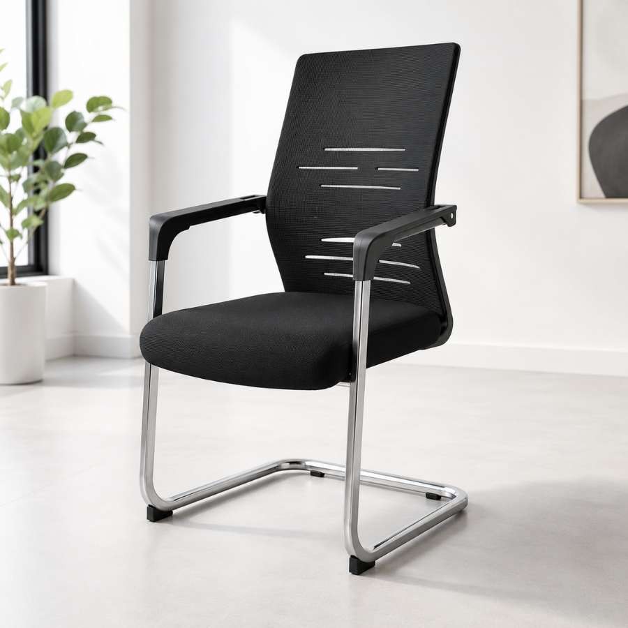 hế chân quỳ lưng lưới HH000751 Fufutech màu đen trong văn phòng
