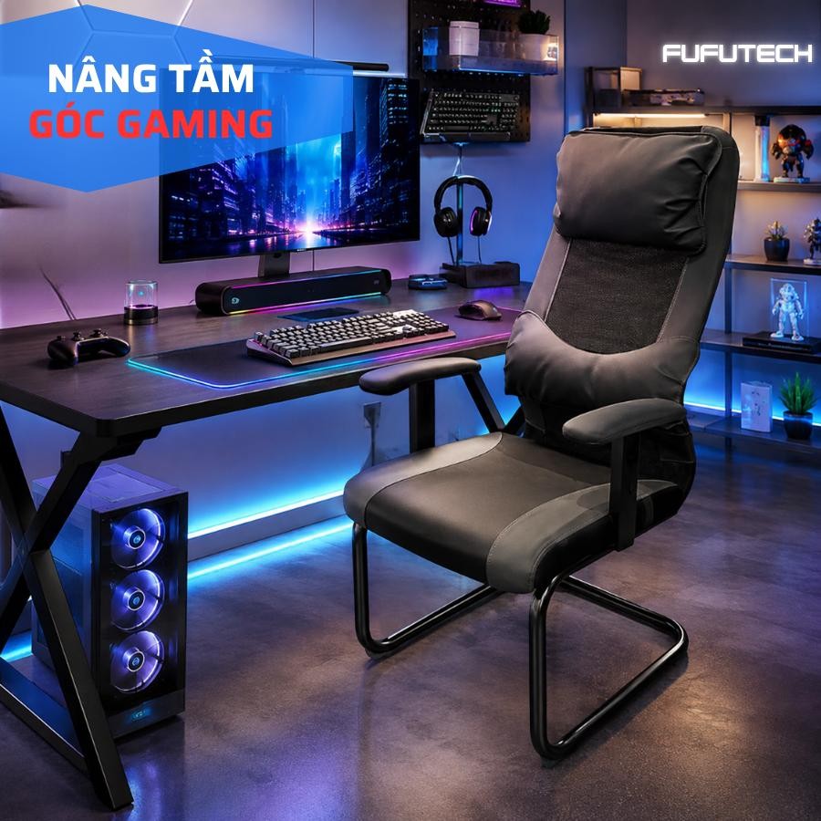 Ghế chân quỳ lưng cao HH000647 trong góc setup gaming