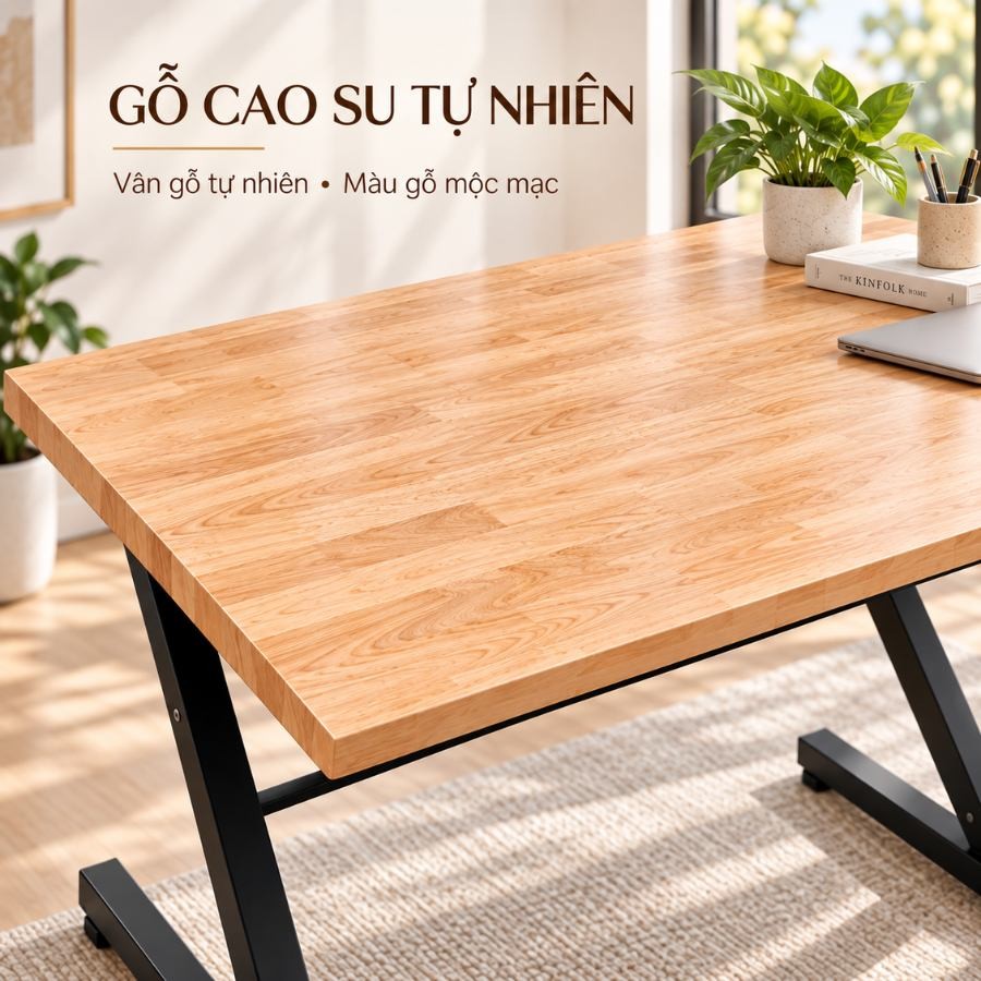 Mặt gỗ cao su tự nhiên vân gỗ đẹp, màu gỗ mộc mạc