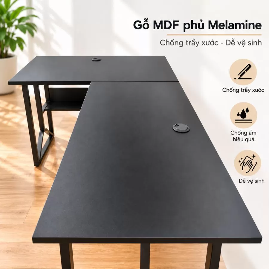  cận cảnh mặt bàn MDF Melamine