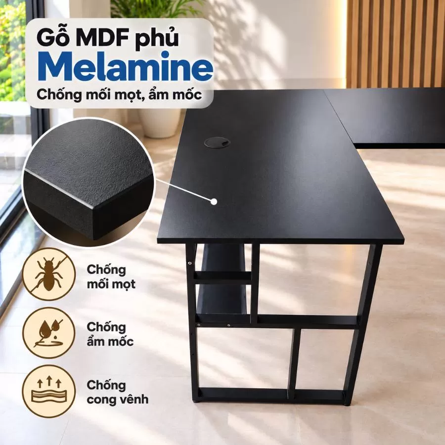 ảnh cận cảnh mặt bàn MDF Melamine