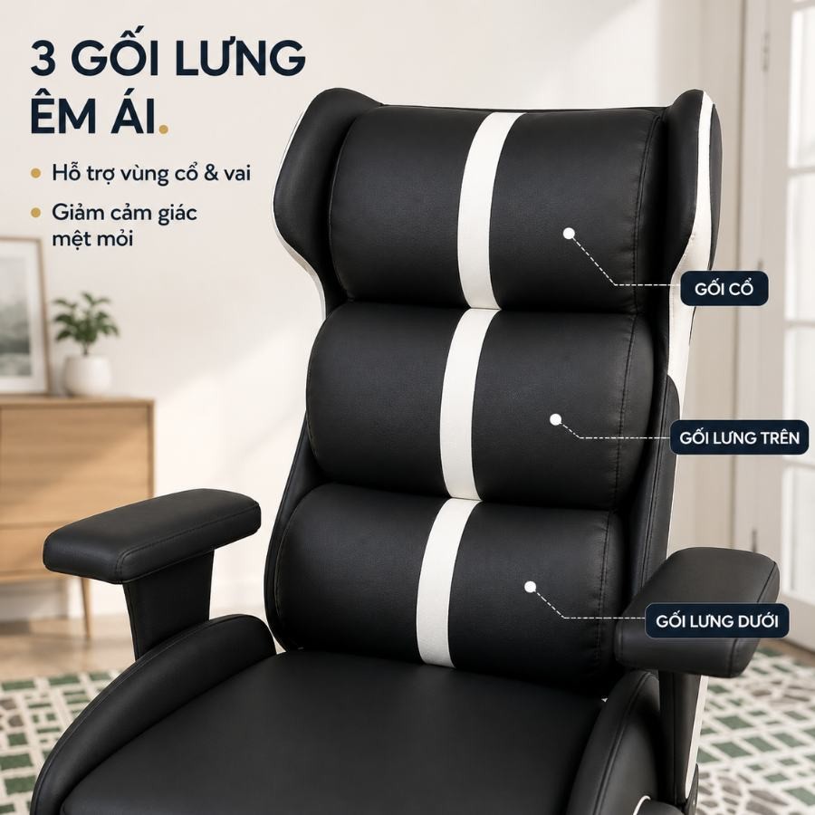 Ba gối tựa lưng êm ái của ghế sofa gaming HH000645