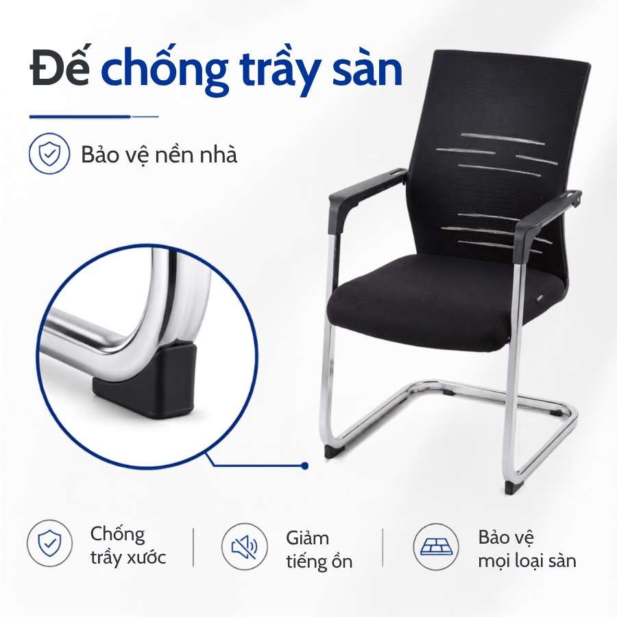 Đế chân bọc nhựa chống trượt, không trầy sàn của ghế chân quỳ HH000751