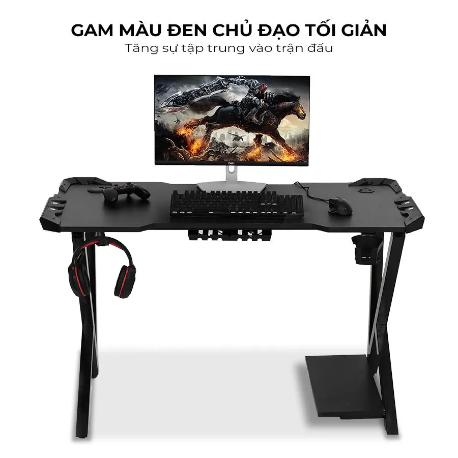 Bàn gaming Fufutech K2 Đen LED gam màu đen chủ đạo tối giản